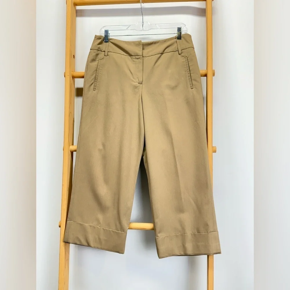 SANDRO Khaki cuff leg crop pants size 10 - Picture 9 of 12